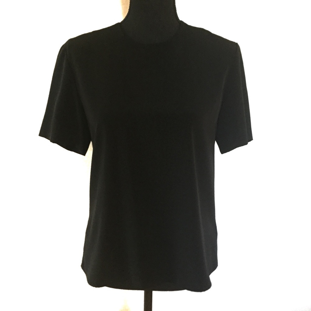 Kasper Black Scoop Neck Short Sleeve Top